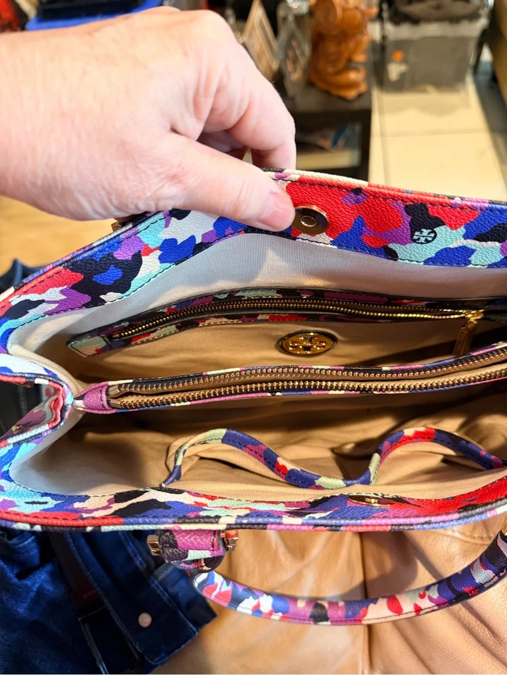 Tory Burch Multicolor Robinson Satchel in Oceanic Camo Floral